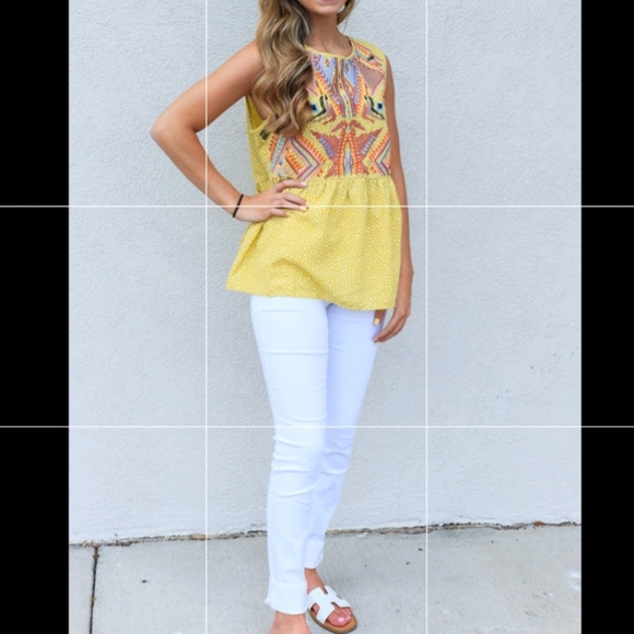 ENTRO Embroidered Polka Dot Multicolored Sleeveless Empire Waist Top NWT😀 - Picture 2 of 13